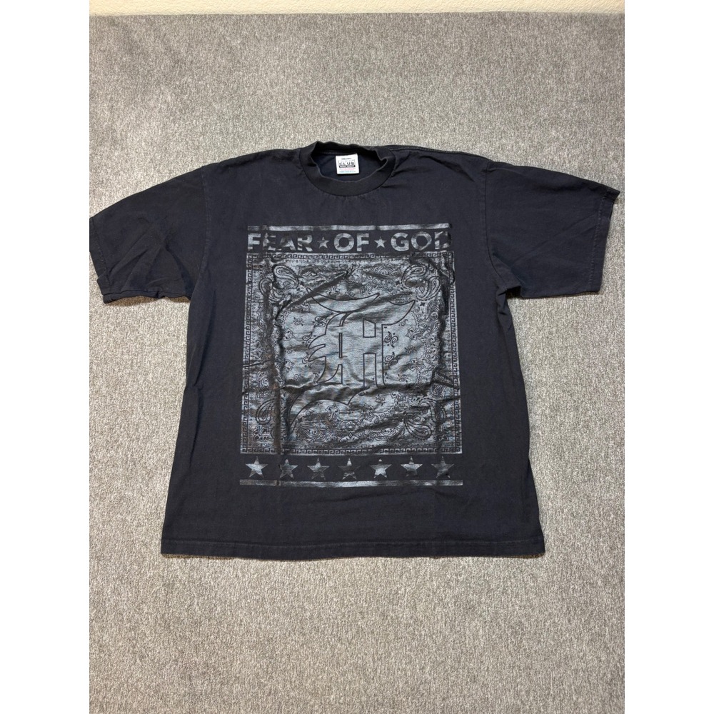 Fear of‎ God Pro Club Heavy Weight Graphic T-Shirt Mens XL Black Bandana Paisley